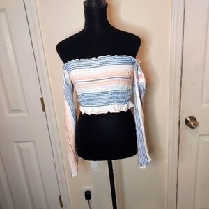 Kiwi+punch striped crop top